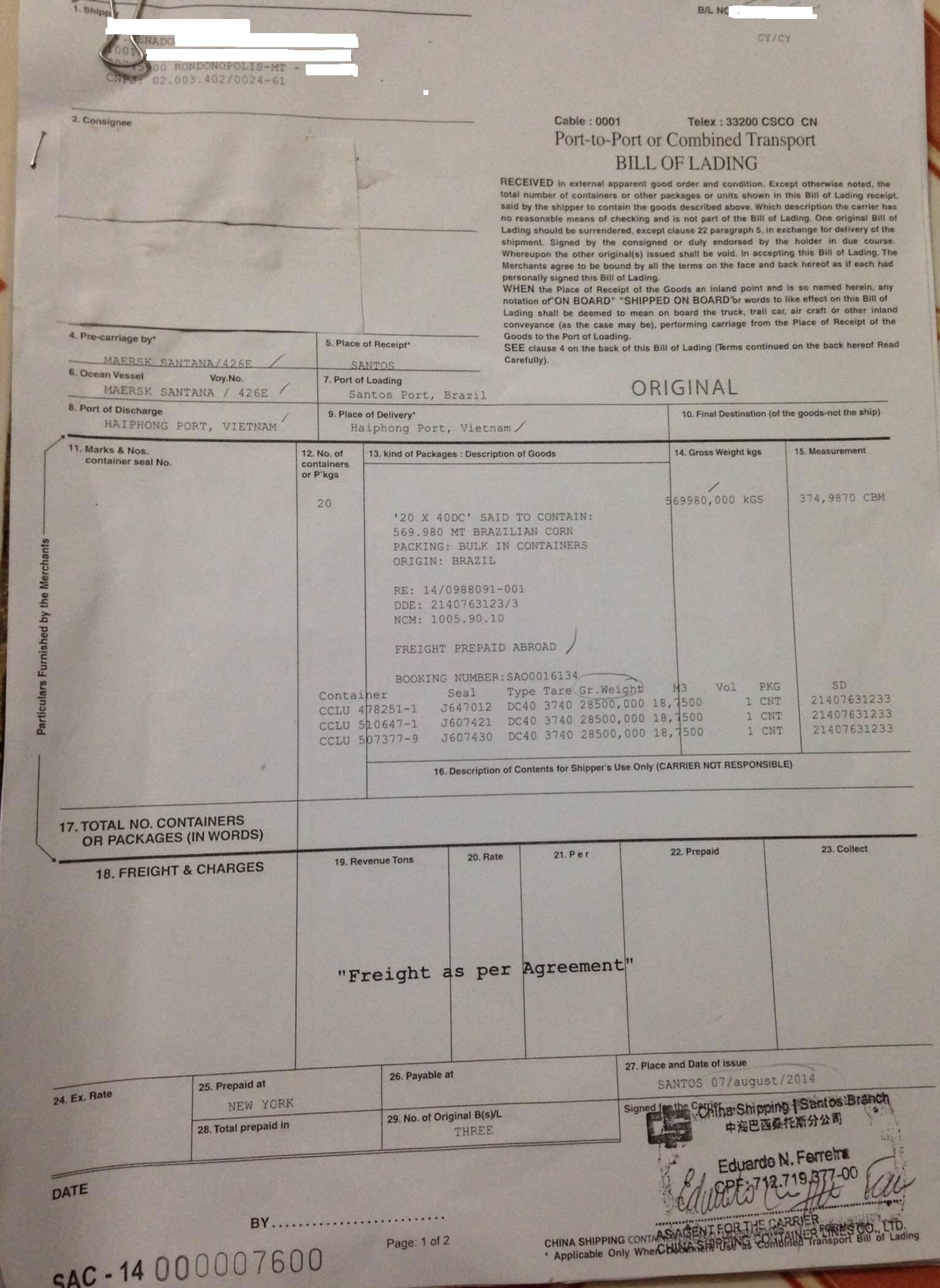 bill-of-loading-on-shipment